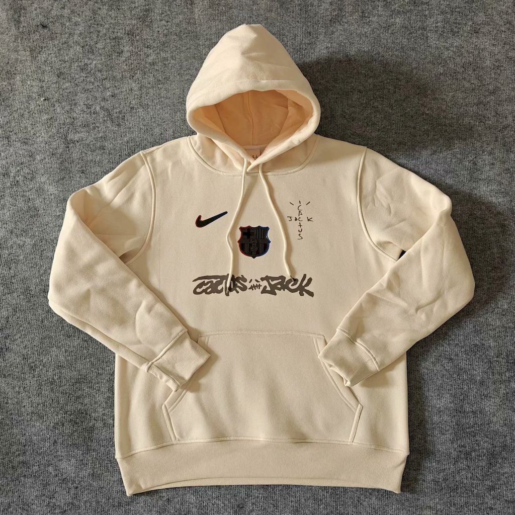 Barcelona 2025 Travis Scott Edition Beige Football Hoodie