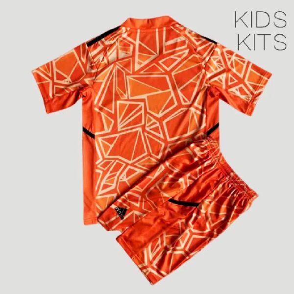 Bayern Munich 202223 Goalkeeper Kids Jersey And Shorts Kit Orange