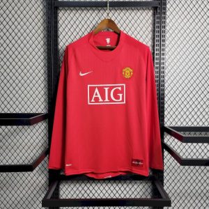 Manchester United 2007/08 Home Long Sleeves Retro Jersey
