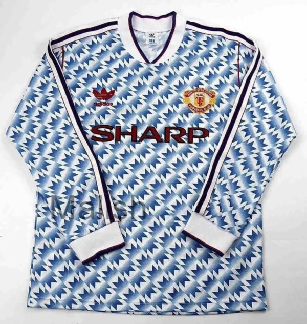 Manchester United 1990/92 Away Long Sleeves Retro Jersey - Image 11