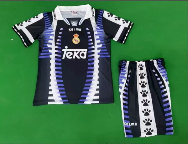 Real Madrid 1997/98 Third  Kids Retro Jersey And Shorts - Image 2