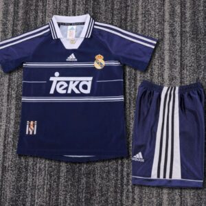 Real Madrid 1998/99 Away Kids Retro Jersey And Shorts