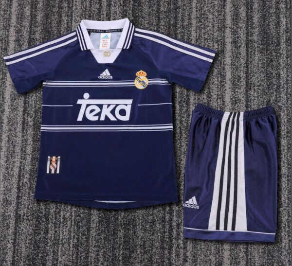 Real Madrid 1998/99 Away Kids Retro Jersey And Shorts