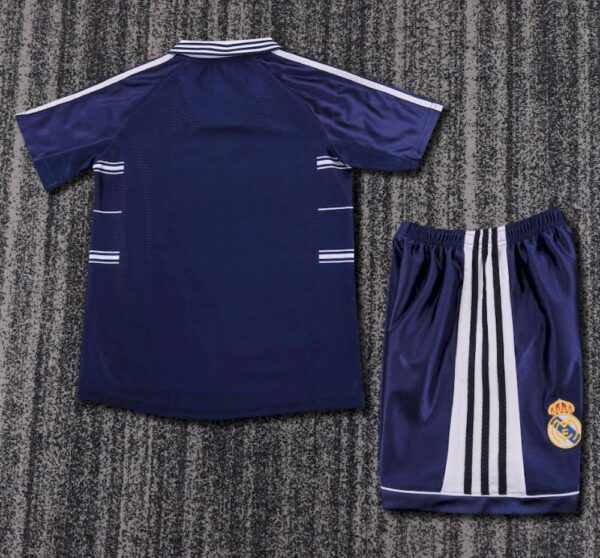 Real Madrid 1998/99 Away Kids Retro Jersey And Shorts - Image 2