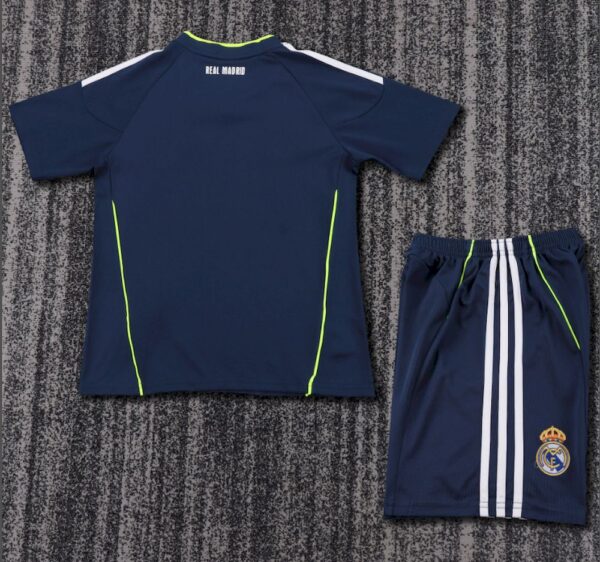 Real Madrid 2010/11 Away Kids Retro Jersey And Shorts - Image 2
