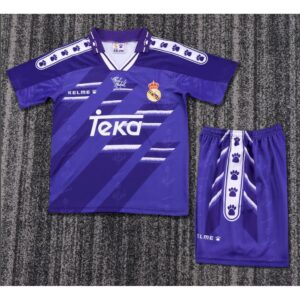 Real Madrid 1994/96 Away Kids Retro Jersey And Shorts