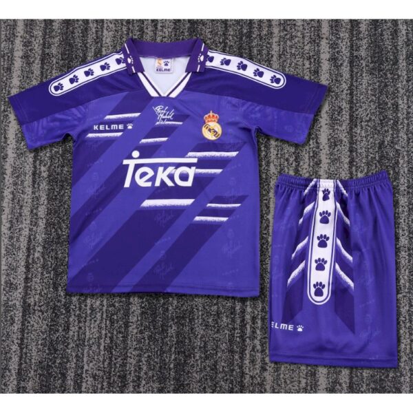 Real Madrid 1994/96 Away Kids Retro Jersey And Shorts