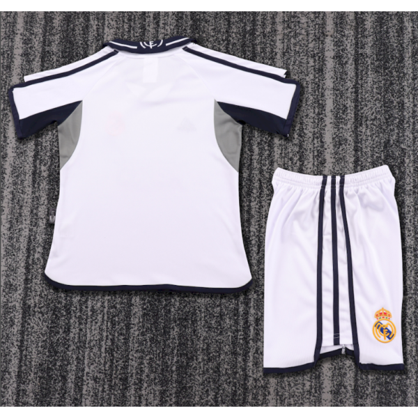 Real Madrid 2000/01 Home Kids Retro Jersey And Shorts - Image 2