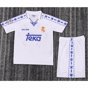 Real Madrid 1996/97 Home Kids Retro Jersey And Shorts
