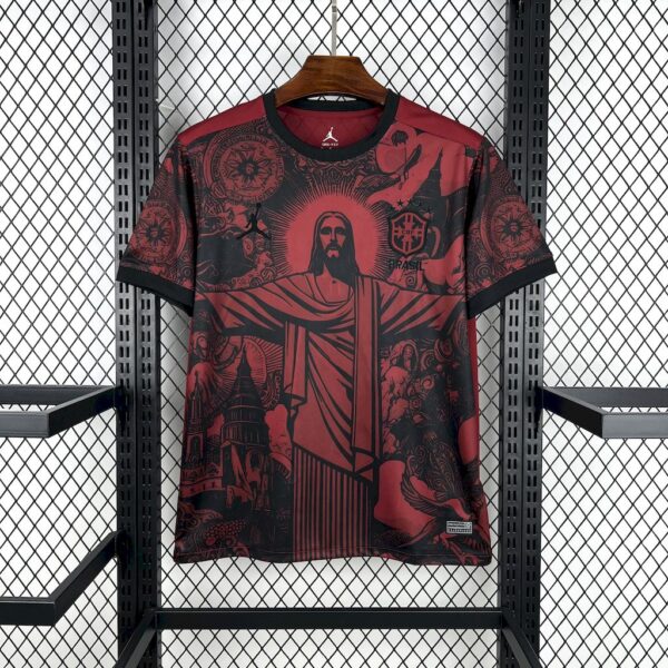 Brazil 2025/26 Jordan Black And Red Special Edition Jersey - Image 3