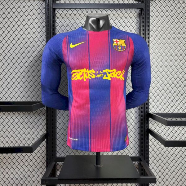 Barcelona 2025/26 Travis Scott Edition Home Long Sleeves Jersey Player Version